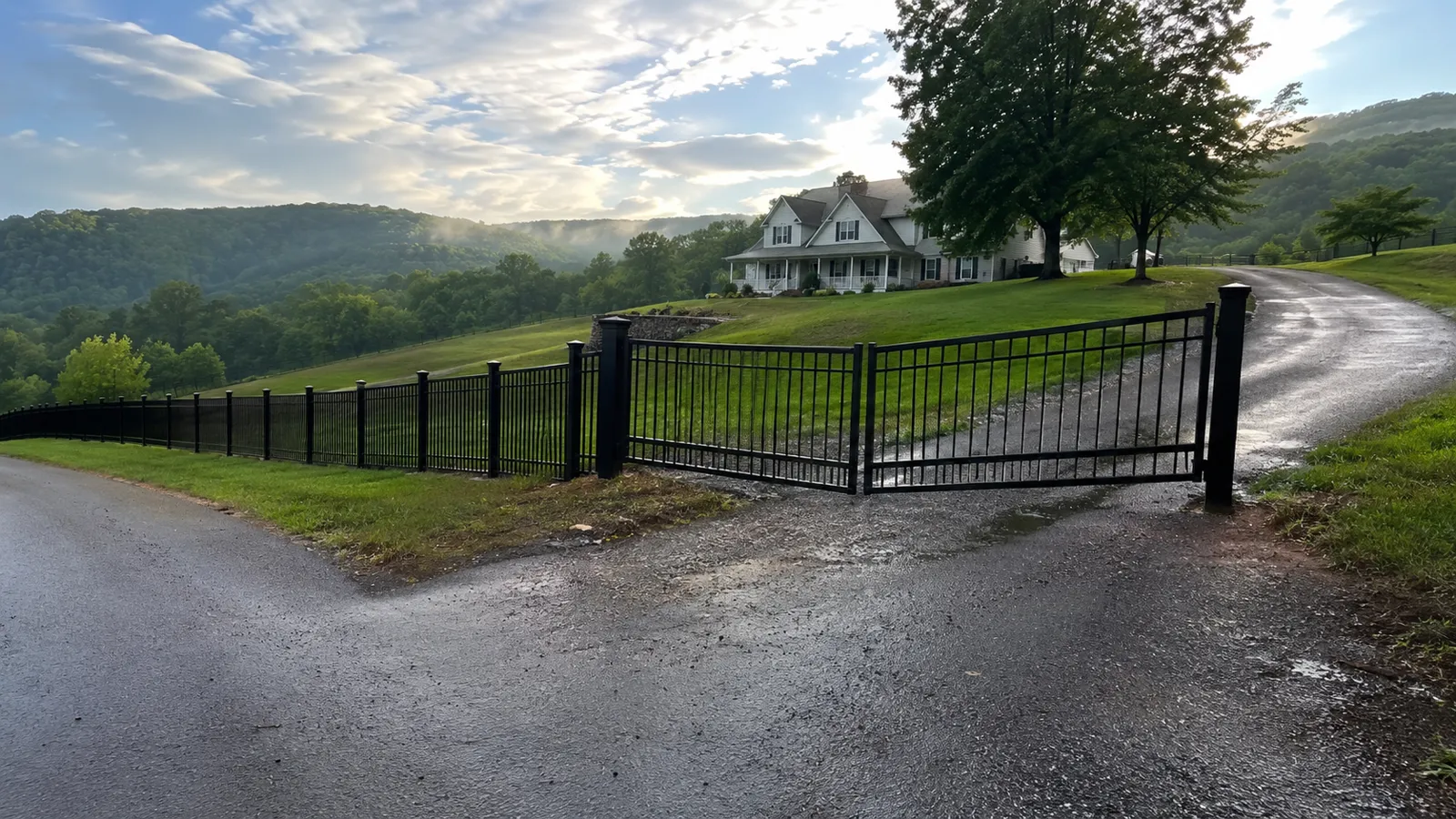 Black aluminum fence installation in London, KY